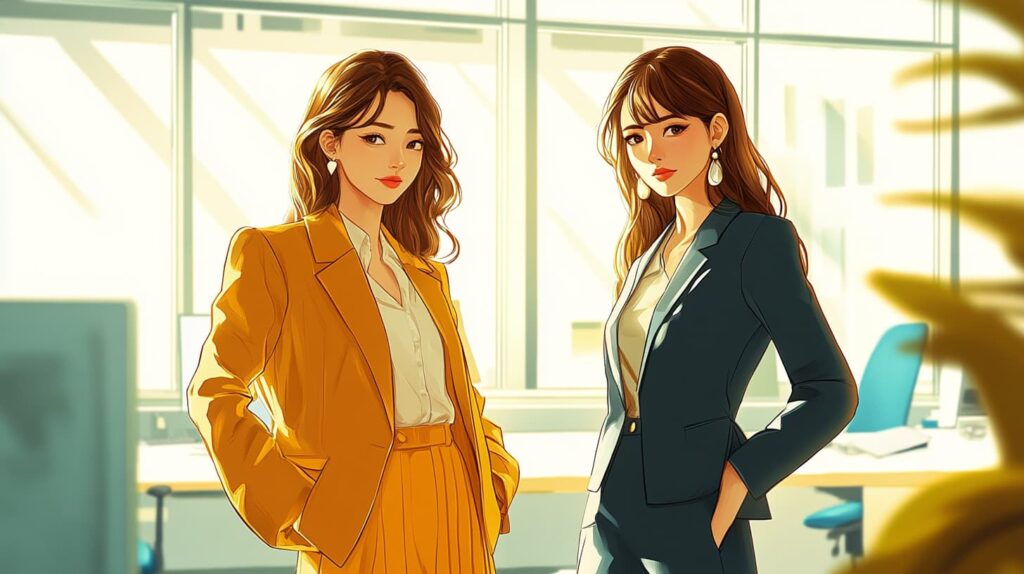 スーツに準ずる女性の服装と季節の工夫